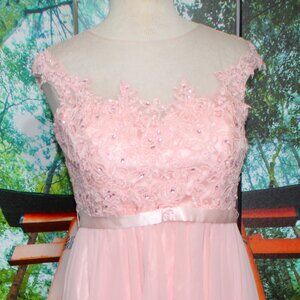 BEADED APPLIQUE LACE COCKTAIL DRESS PLUS PINK 18 (Mother of Bride)